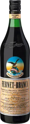A bottle of Fernet-Branca liqueur.
