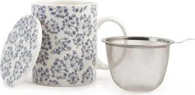 Produktbild von Teekanne mit Seidenblumenmuster und Edelstahlfilter, 340 ml