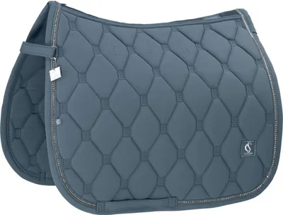 A close-up, studio shot of a horse saddle pad.