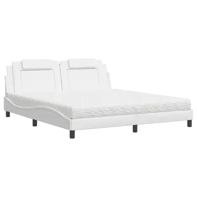 Produktbild von Bett "Viana" mit Matratze Weiß 180x200 cm Kunstleder