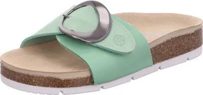 Produktbild von Rohde Damen Pantolette Leder Schnalle Klettverschluss Kork Fußbett Elba 1705, Größe:37 EU, Farbe:Grün
