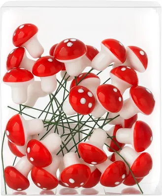 Productafbeelding van Set deco vliegenzwammen met draadstekker - 30-delig - Kerstdecoratie & knutselaccessoires - Veelzijdig inzetbaar klein
