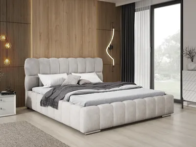 Obrázok produktu pre Čalúnená posteľ 180x200 s úložným priestorom Avilla – dvojposteľ 140x200 – rošt, zamat svetlošedá