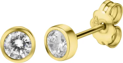 Produktbild von V Ohrstecker 375/- Gold 0,5cm gelb Zirkonia weiß 197320001-2