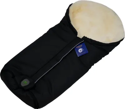 Produktbild von Lammfell Fußsack ESKIMO für Kinderwagen und Buggy Schwarz Vollfell