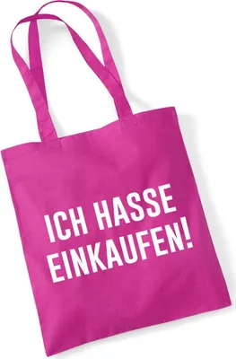 Produktbild von Huuraa Jutebeutel Ich hasse Einkaufen 10 Liter Fuchsia Baumwolle Tasche Geschenkidee