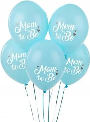 Produktbild von Luftballons „Being Mom“, Pastellblau, 30 cm, 5 Stück.