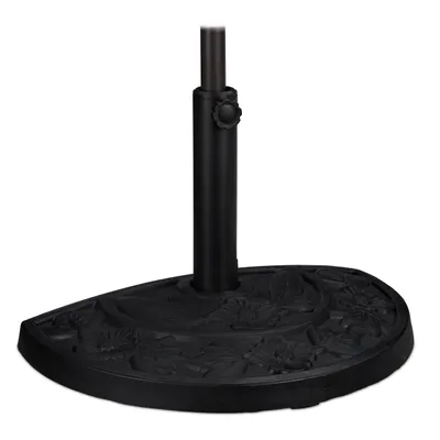 Immagine prodotto di Relaxdays Supporto semicircolare per ombrelloni, per aste da 34-50 mm, resistente alle intemperie, motivo floreale, giardino e balcone, nero