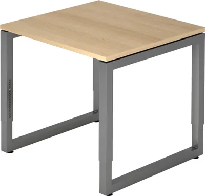 Produktbild von bümö Schreibtisch Serie-R - Größe:  80 x 80 cm, Gestell: Graphit, Nachbildung: Eiche