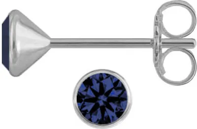 Produktbild von Kelchohrstecker 925 Sterling Silber mit Zirkonia in dunkelblau 2-5mm Größe - 4 mm