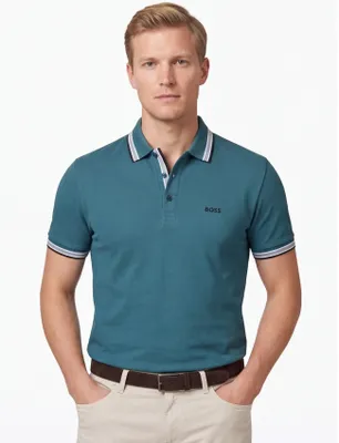 Produktbild von Boss Green Paddy Poloshirt normale Passform Piqué blau 3 Knöpfe