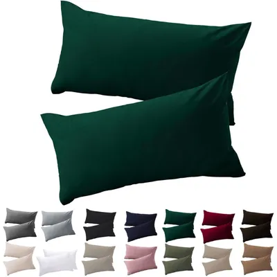 Produktbild von Kissenbezug 40x70 cm 2er Set Dunkelgrün 100% Mikrofaser mit Reißverschluss