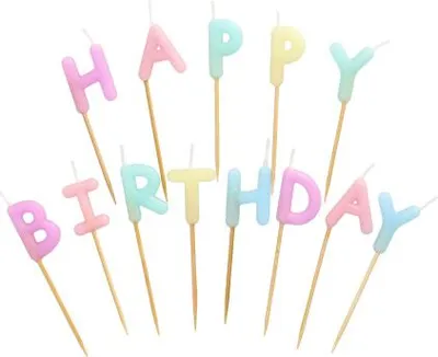 Immagine prodotto di Set di candele a forma di lettera in pastello da 8 cm "Happy Birthday