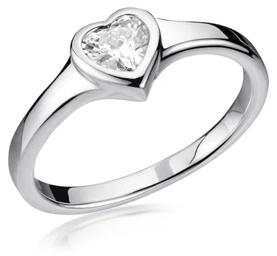 Produktbild von MATERIA Damen Ring Herz mit Zirkonia weiß - 925 Sterling Silber Ringe Liebe Verlobungsring SR-163