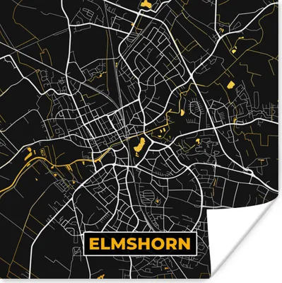 Produktbild von MuchoWow® Poster Elmshorn - Stadtplan - Gold - Karte - Deutschland 50x50 cm - Wohnzimmerdekoration