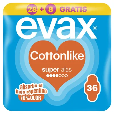 Imagen del producto de Evax algodónlike Compresas Super Alas 36 U
