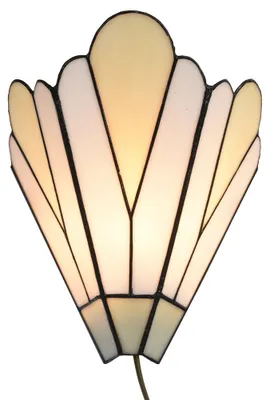 Produktbild von Clayre & Eef Wandleuchte Tiffany 20x10x29 cm Weiß Beige Glas