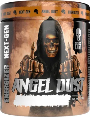 A product shot of a supplement container with a grim reaper-like figure on it.