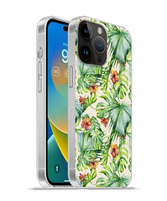 Produktbild von MuchoWow® Handyhülle Schutzhülle Hülle für Apple iPhone 14 Pro - Softcase Blume - Blatt - Muster Silikon Softcase Handy Hülle - Umschlag