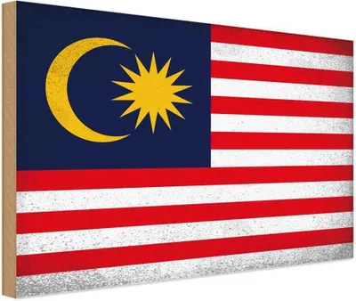 Produktbild von vianmo Holzschild 30x40 cm Malaysia Flagge Fahne Wappen