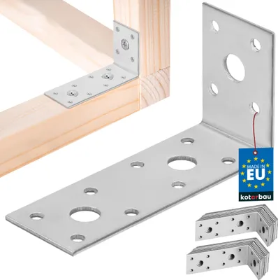 Produktbild von KOTARBAU® 25 Stk. Winkelverbinder 100x50x35mm verzinkter Stahl Silber Schwerlastwinkel Balkenverbinder Möbelwinkel Winkelblech Holzverbinder Regalwinkel Winkel Metall Stabil Langlebig Stahlwinkel