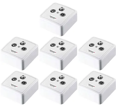 Zdjęcie produktu dla PremiumX 7x PX3-DC: gniazdo przejściowe satelitarne, 3-krotne, z zasilaniem DC, gniazdo antenowe SAT