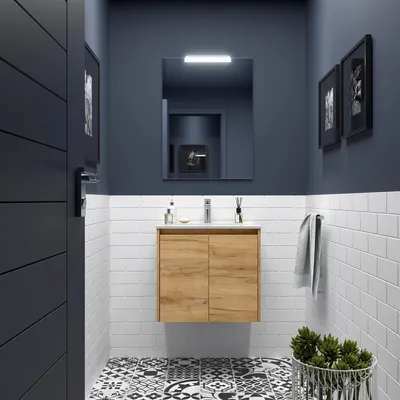 Image de Meubles de salle de bain BALTIC 700, 2 portes en chêne africain + meuble sous vasque + miroir