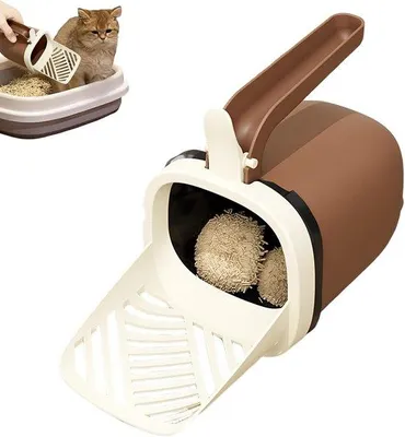 Produktbild von Famanu Katzenschaufel mit Abfallbehälter - 24 cm hoch - Weiß