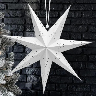 Produktbild von Hängende Papiersterne Dekorative Weihnachtsdeko Set 2 Stück Weiß 45 cm