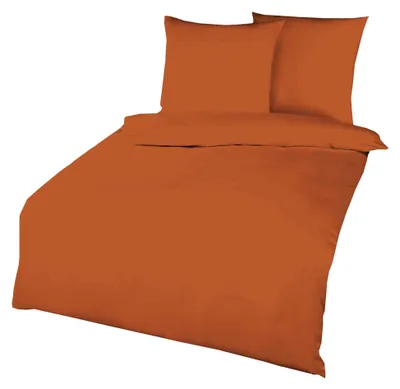 Produktbild von Kaeppel Biber Bettwäsche Uni Gelb Sand Lind Hellblau Terra Weiß Rot Anthrazit Leinen Silber Einfarbig, Farbe:Terra, Größe:155x220cm Bettwäsche