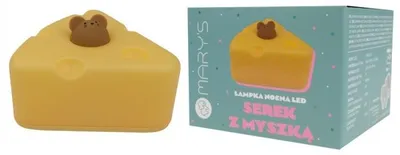 Zdjęcie produktu dla Lampa stołowa LED serek z myszką nocne żółta 3W ciepła tworzywo sztuczne wym:11,2x6,9x10,2cm IP20 Mary's