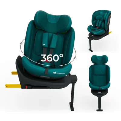 Image de Kinderkraft I-360 2 PLUS, siège enfant 4-en-1, 40–150 cm, installation ISOFIX simple, 5 positions d'assise, de 0 à 36 kg, EASY SPIN 360°, vert