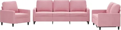 Immagine prodotto di vidaXL Set divano 3 pezzi con cuscini in velluto rosa