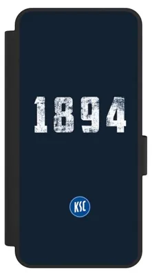 Produktbild von NIVOCASE Klapphülle für Samsung Galaxy S25 Edge  Handyhülle aus Kunst Leder NIVOflip schwarz Bundesliga KSC Karlsruher SC