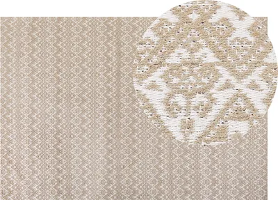 Produktbild von BELIANI Teppich Beige u. Weiß aus Jute 160 x 230 cm Rechteckig Geometrisches Muster Kurzflor Modern für Wohnzimmer Schlafzimmer