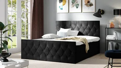 Obrázok produktu pre Boxspringová dvojlôžková posteľ 200x200 SENSE 2 - čierna + topper ZDARMA