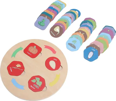 Produktbild von Holz-Lebenszyklus-Spielzeugtablett für Kleinkinder, pädagogische Wissenschaft, Lernaktivitäten, Sortieren passender Tierspiel-Rätsel