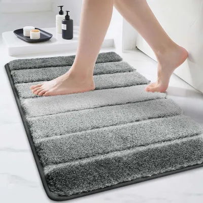 Zdjęcie produktu dla Mata podłogowa do łazienki, szara, 50 x 80 cm, nadająca się do prania, antypoślizgowa