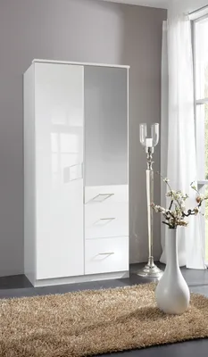 Produktbild von Drehtürenschrank >Clack< in HOCHGLANZ LACK WEISS - 91x199x58cm (BxHxT)