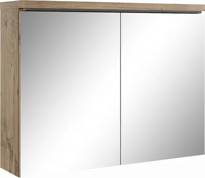 Immagine prodotto di Armadio a specchio Badplaats Paso 80 x 60 cm rovere castagno - Mobile bagno con specchio e 2 ante