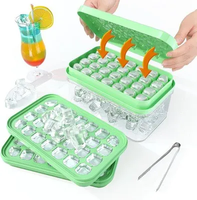 Obrázok produktu pre Železná nádoba na ľadové kocky, 56 kusov, zelená