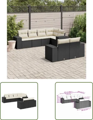 Produktbild von The Living Store 7-tlg. Garten-Sofagarnitur mit Kissen Schwarz Poly Rattan