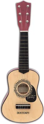A Bontempi kids wooden guitar with 6 strings is shown against a white background.