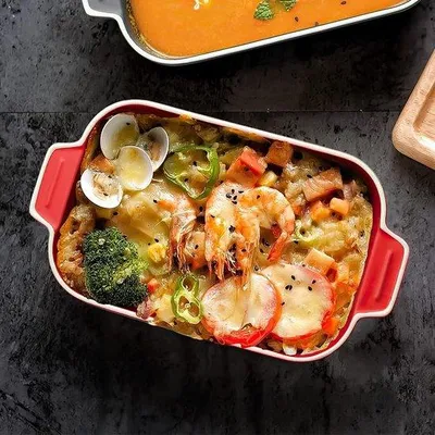 Productafbeelding van Famanu Set van twee keramische ovenschaaltjes - 2 stuks, 23 x 13 cm, rood