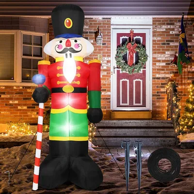 Produktbild von 240cm Aufblasbare Weihnachtsdekoration, Nussknacker Soldat Weihnachten Aufblasbare Modell Weihnachtsmann Soldat mit Eingebautem Gebläse
