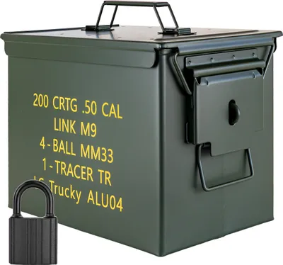 Immagine prodotto di Trucky Scatola portamunizioni in metallo, Con serratura scatola portamunizioni con coperchio, 33 x 19 x 23 cm, militare colore verde