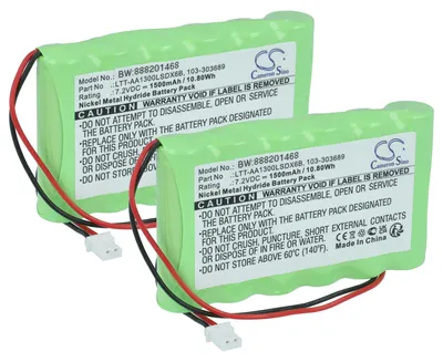 Produktbild von vhbw 2x Akku Ersatz für Visonic LTT-AA1300LSDX6B für Alarmanlage, Alarmsystem (1500 mAh, 7,2 V, NiMH)