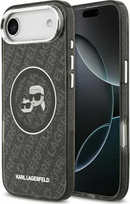 Obrázok produktu pre Karl Lagerfeld - IML Glitter K&C Heads Logo MagSafe puzdro pre iPhone 17 Air - čierne