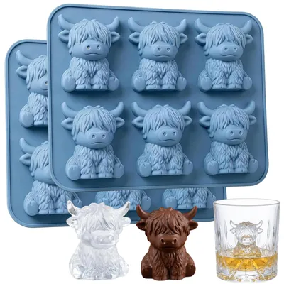 Silikon-Eiswürfelform 3D-Kuh, 2er-Set, flexibel, wiederverwendbar