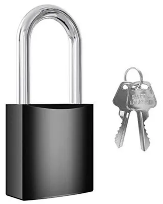 Produktbild von Vorhängeschloss Aluminium 44 mm Bügel wetterfest rostfrei mit 2 Schlüsseln Schwarz